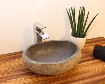 Natural stone basin, river stone wash bowl, countertop washbasin, stone washbasin, countertop washbasin, bathroom, guest toilet, 30 - 40 cm