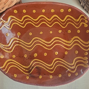 Redware Deep Trencher with Slip Pattern