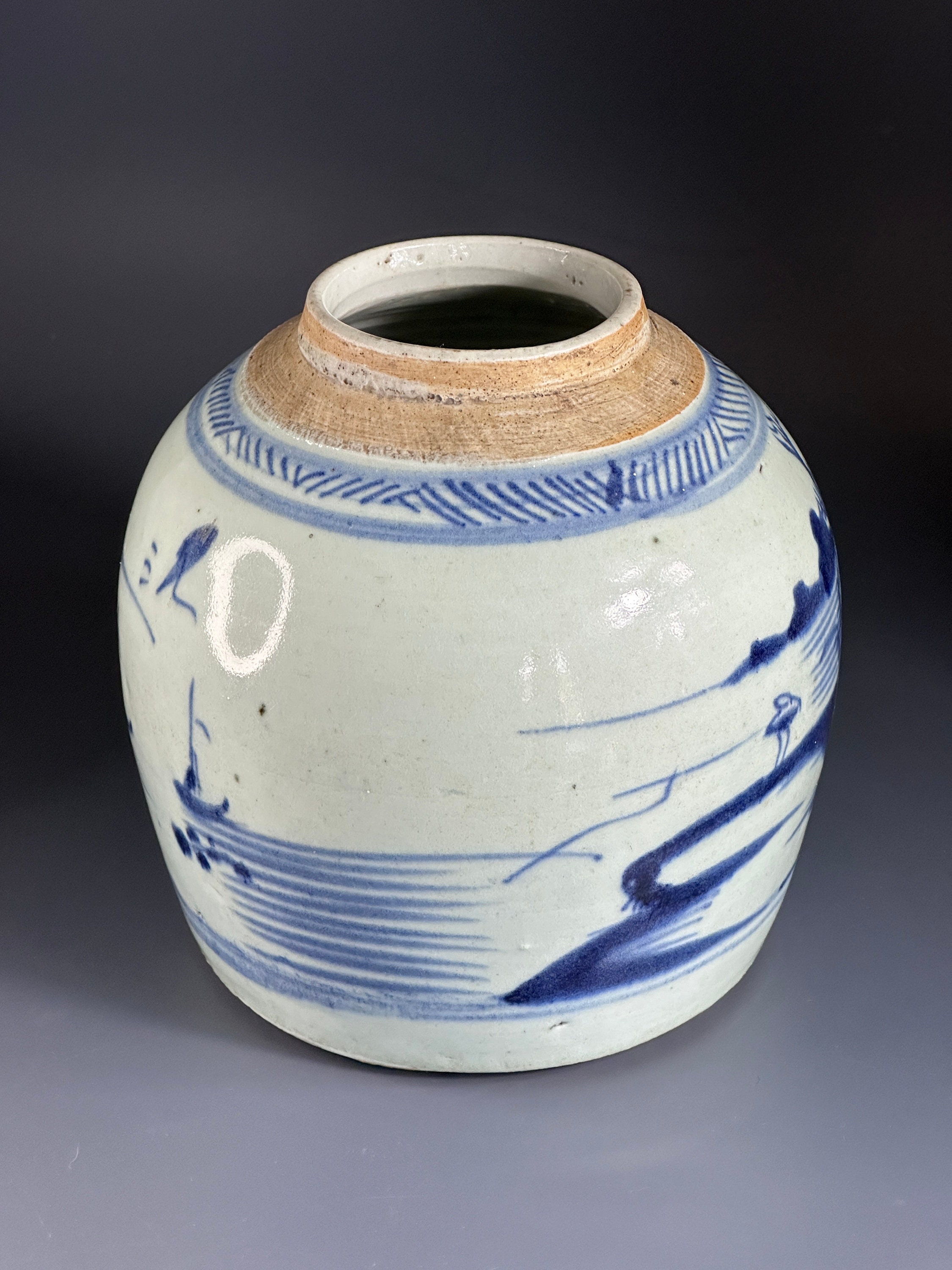 Pot à Gingembre Ancien Chine Dynastie Qing – Porcelaine Bleu Et Blanc – Fin XIXe