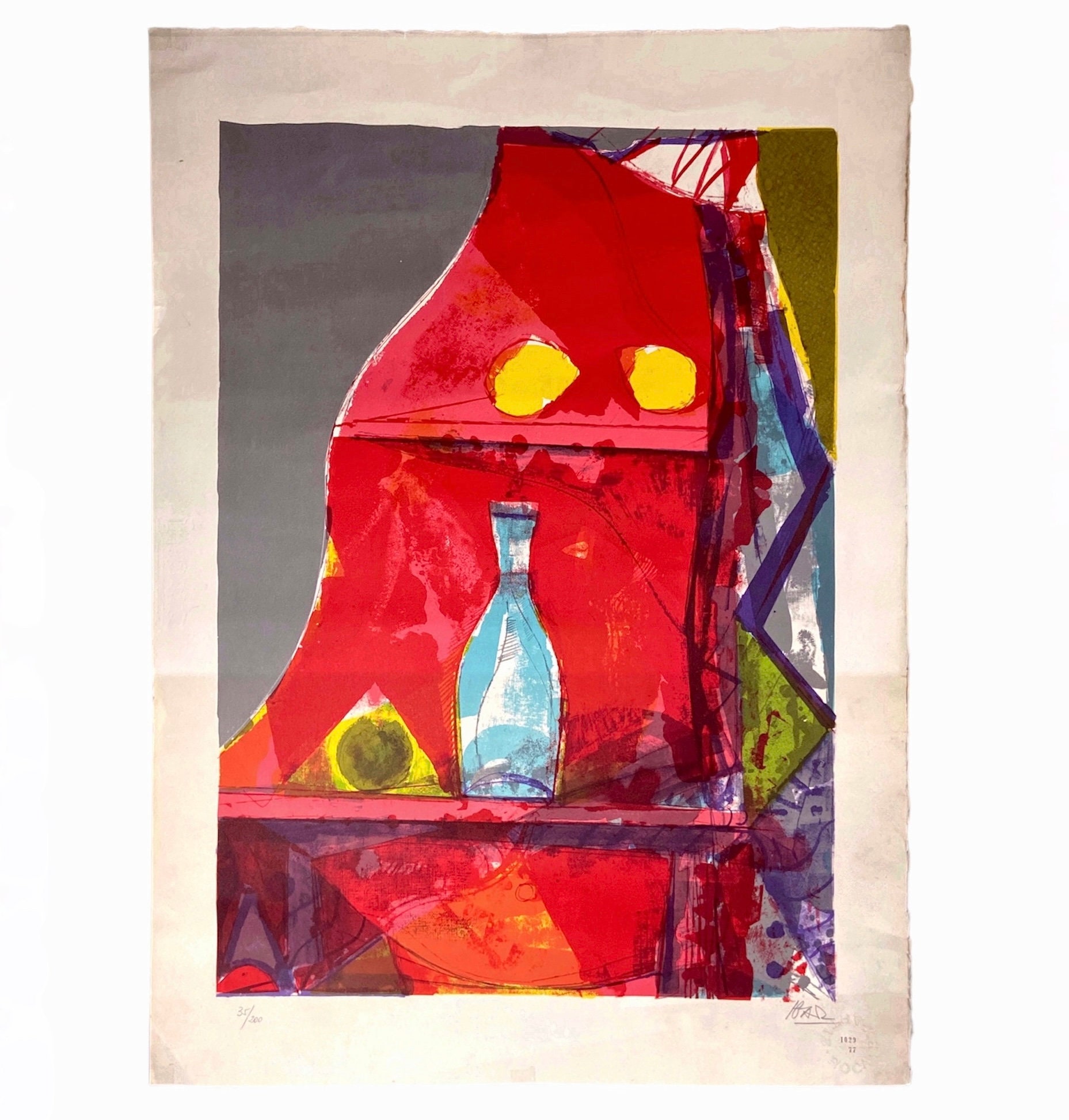 1980, Lithograph, Miguel Ibarz - Lemons on the table. 35/200