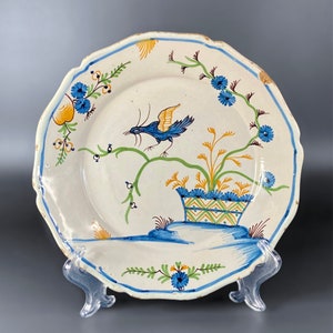 1790s, Rare Antique Nevers Plate, Chinese Style, French Faience