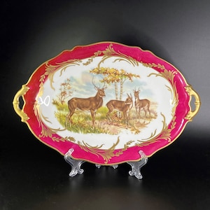 Giraud Limoges France, 1920s, Porcelain big antique plate