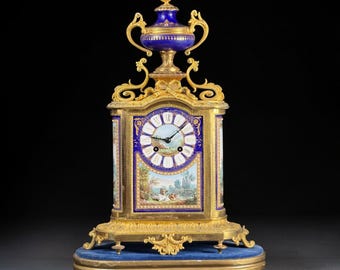 Late 19th Century Richard & Cie Porcelain and Ormolu Mantel Clock with Japy Frères Movement - France - 16.5 in