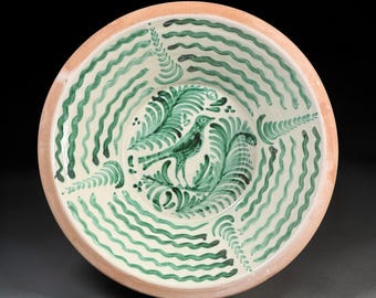 Bol Lebrillo con decoración de pájaros - Cerámica andaluza española grande - 45 cm