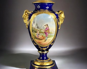 Sèvres style, antique porcelain vase, France