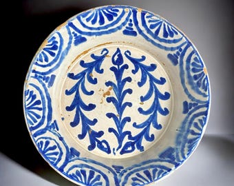 Cuenco Fajalauza Lebrillo azul y blanco español del siglo XIX de Granada