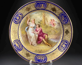 19th Century Royal Vienna Porcelain Cabinet Plate “Rinaldo and Armida” by F. Ott - 8.9 in