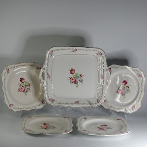 Antiguo juego de 5 platos de barro - Royal Pola Dijon - Pintados a mano
