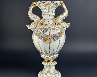 Double Dragon handled vase by German potter Gahuer.