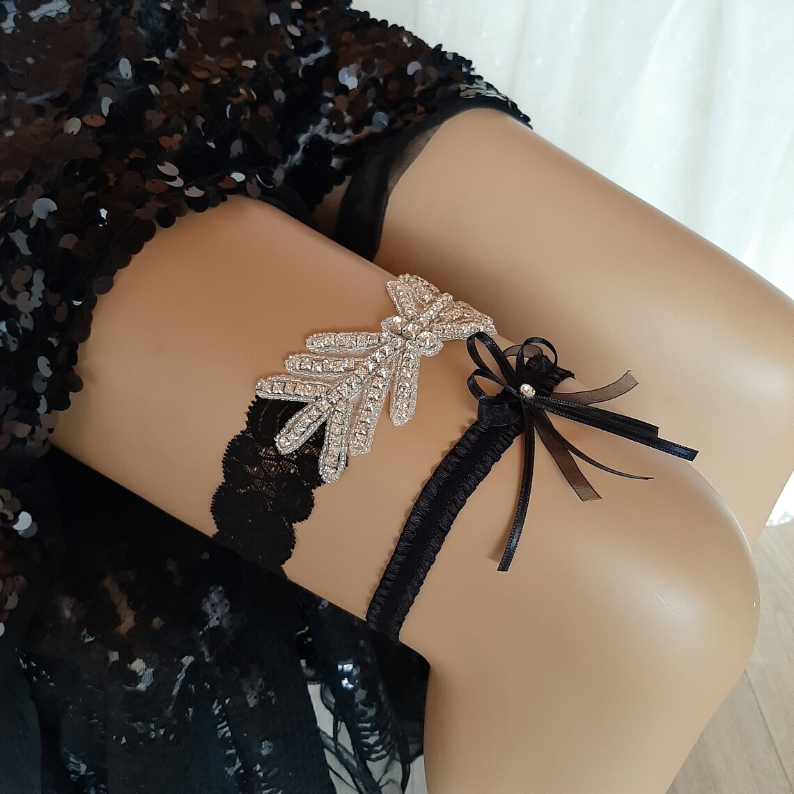Black Garter Set Gothic style garter Gothic Wedding Garter Etsy