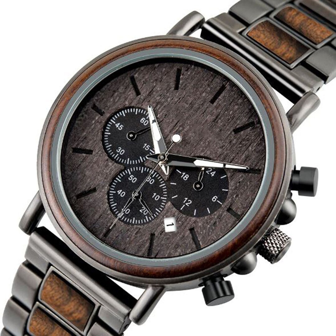 Wooden Watch Men Luxury Stylish Wood Timepieces Chronograph Military Quartz Watches in Wood Etsy