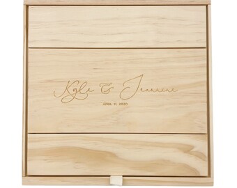 Large Wood Wedding Keepsake Box ONLY w/Name and Date (KIT)