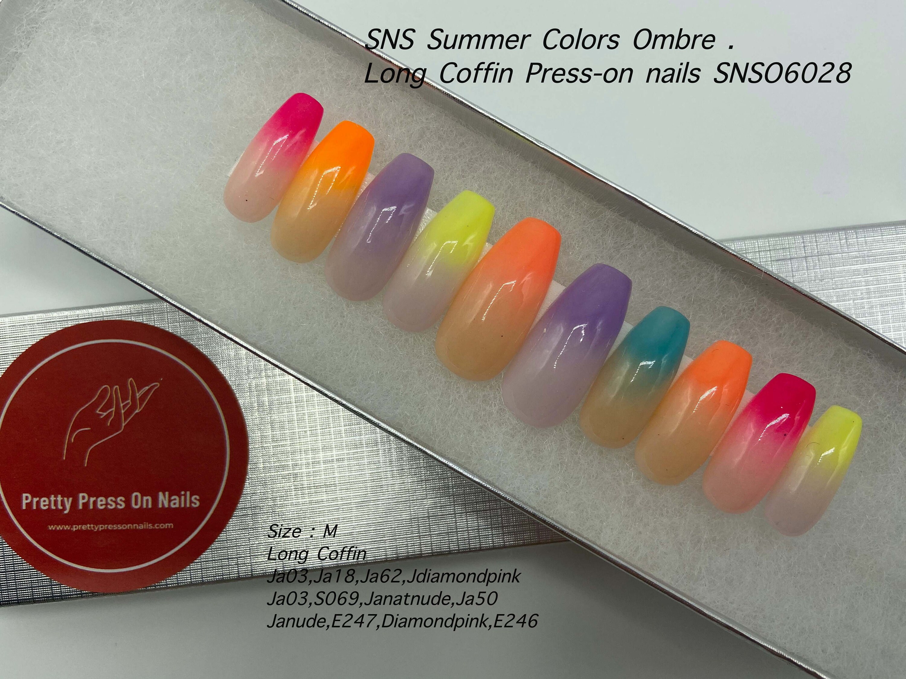 SNS Summer Colors Ombre . Long Coffin Presson nails SNSO6028 Etsy