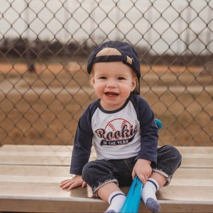 Rookie of the year 1st birthday shirt includes customization on the back , Baseball birthday shirt, cake smash shirt, Rookie Year Birthday
