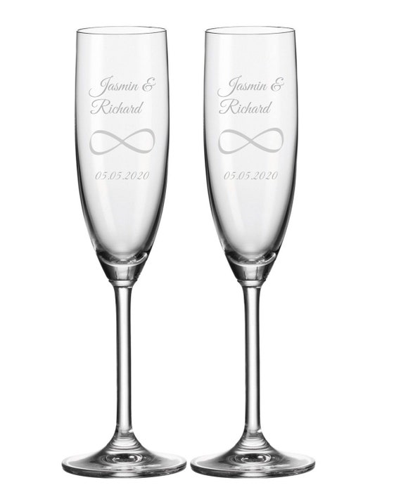 2 Gravierte Sektglaser Mit Unendlichkeit Grafik Namen Und Etsy