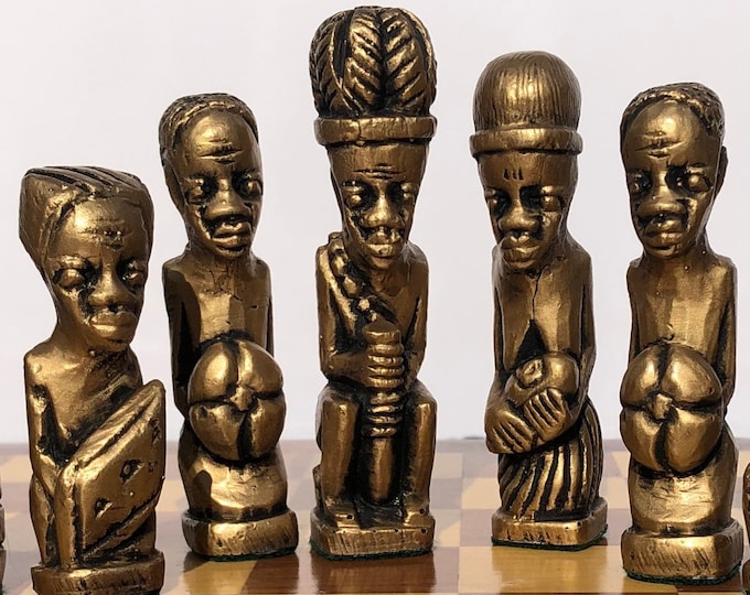 Tribal Chess set - Handmade African themed chess set - Ethnic chess pieces in an antique effect - chess pieces only - Made to order