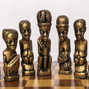 Tribal Chess set - Handmade African themed chess set - Ethnic chess pieces in an antique effect - chess pieces only - Made to order