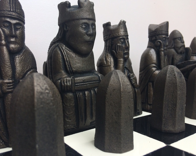 Isle of Lewis Chess Set - Wizards Chess set - Made to order Chess pieces - Antique Bronze and Pewter effect - Chess pieces only