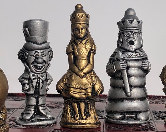 Chess Set - Alice in Wonderland chess pieces - Made to order - Handmade chess pieces only ( board not included )