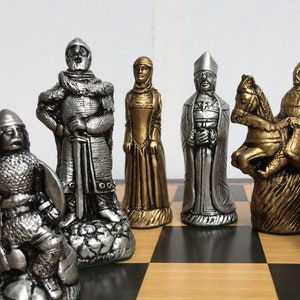 Medieval Chess Set - The Normans Chess set - Gold and Silver Metallic Effect - Made to order - Pieces Only