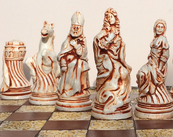 Large Chess Set - King Louis XIV Chess pieces - Gardens of Versailles Baroque Chess theme - Chess pieces only - Made to order!!!