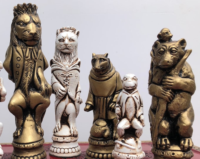 Reynard the fox Chess set - Large chess pieces - Made to order - Chess pieces only