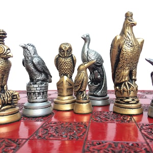 Bird Chess Set - Large Highly Detailed Iconic Chess Set - Metallic Effect - Chess Pieces Only - Made to order