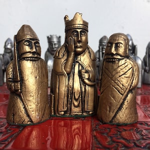 Large Lewis Chessmen - Isle of Lewis Chess set - Replica Lewis chess pieces - Antique Effect - Made to order -  pieces Only - V2