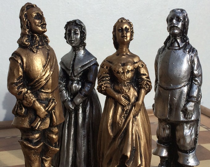 English Civil War Chess Set -  Oliver Cromwell vs King Charles 1st - Made to order - Chess pieces only