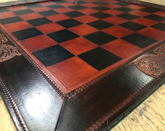 Handmade Leather chessboard with a 5cm square - Irish made authentic leather crafts - Large chessboard - Made to order