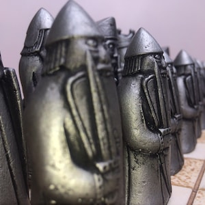 Lewis chessmen -  Includes rare Berserker Pawns - Bronze and Pewter antique effect - Lewis chess pieces Only - V1 - Made to order