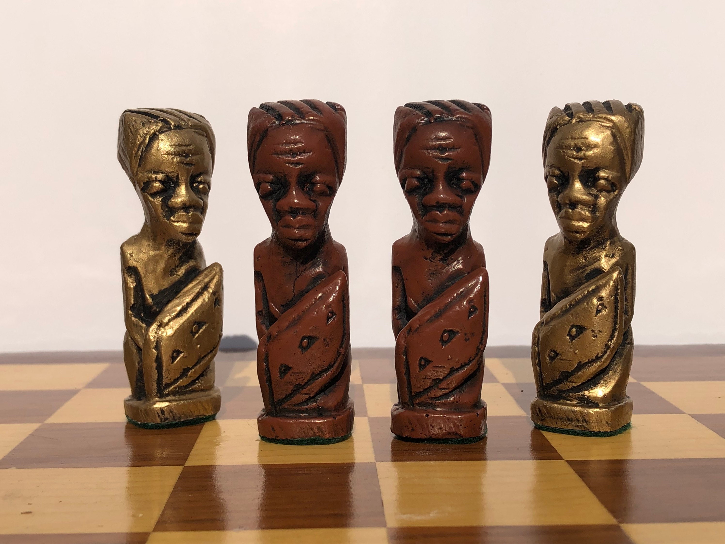 Soapstone Hand-Carved Chess Set - African Maasai Tribe Pieces