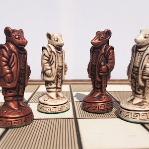 Animal Chess Set Chinese Mice Chess Set Antique White and Old Copper ...