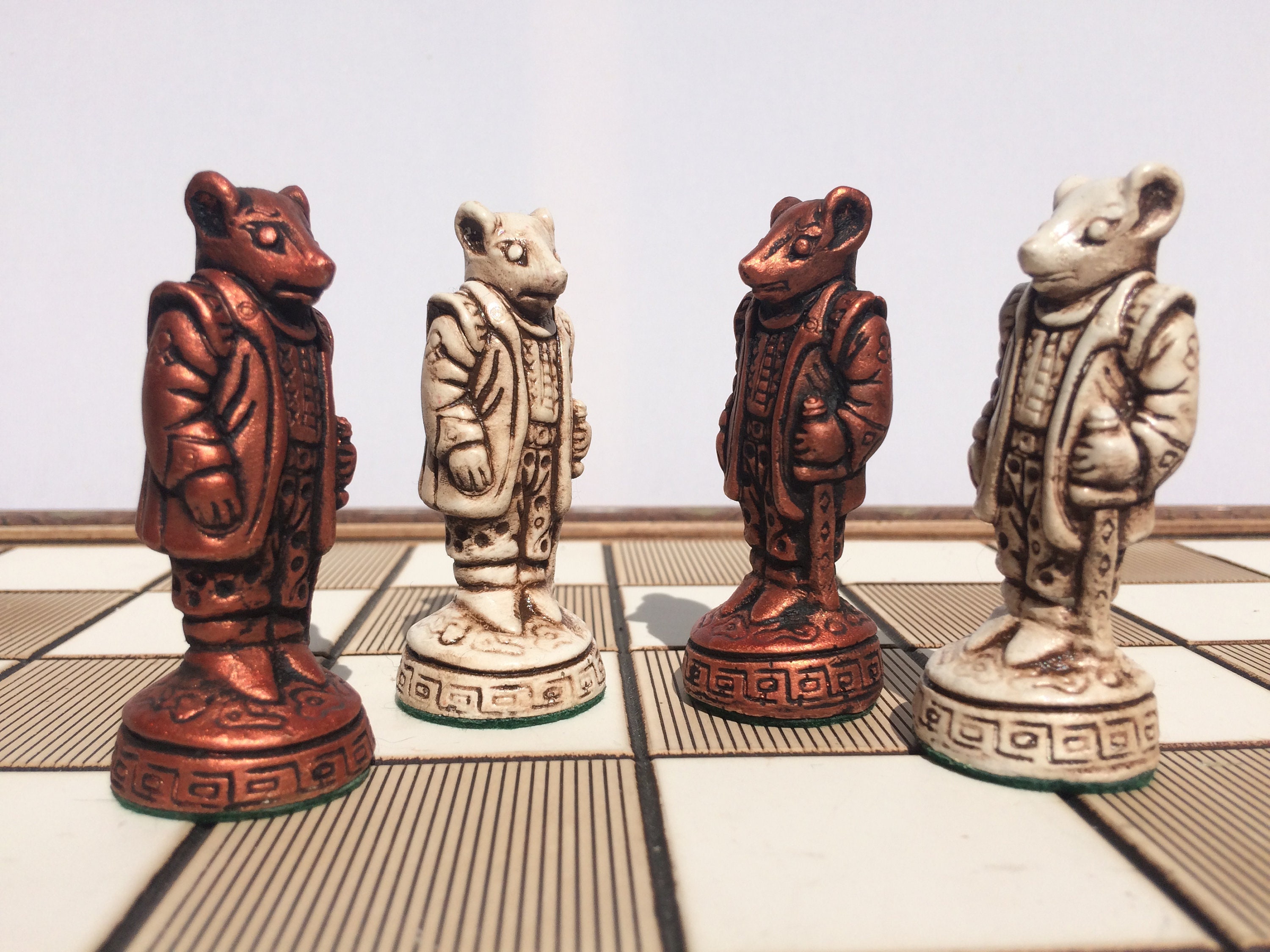 Animal Chess Set - Chinese Mice Chess Set - Antique White Animal Chess Set - Chinese Mice Chess Set - Antique White