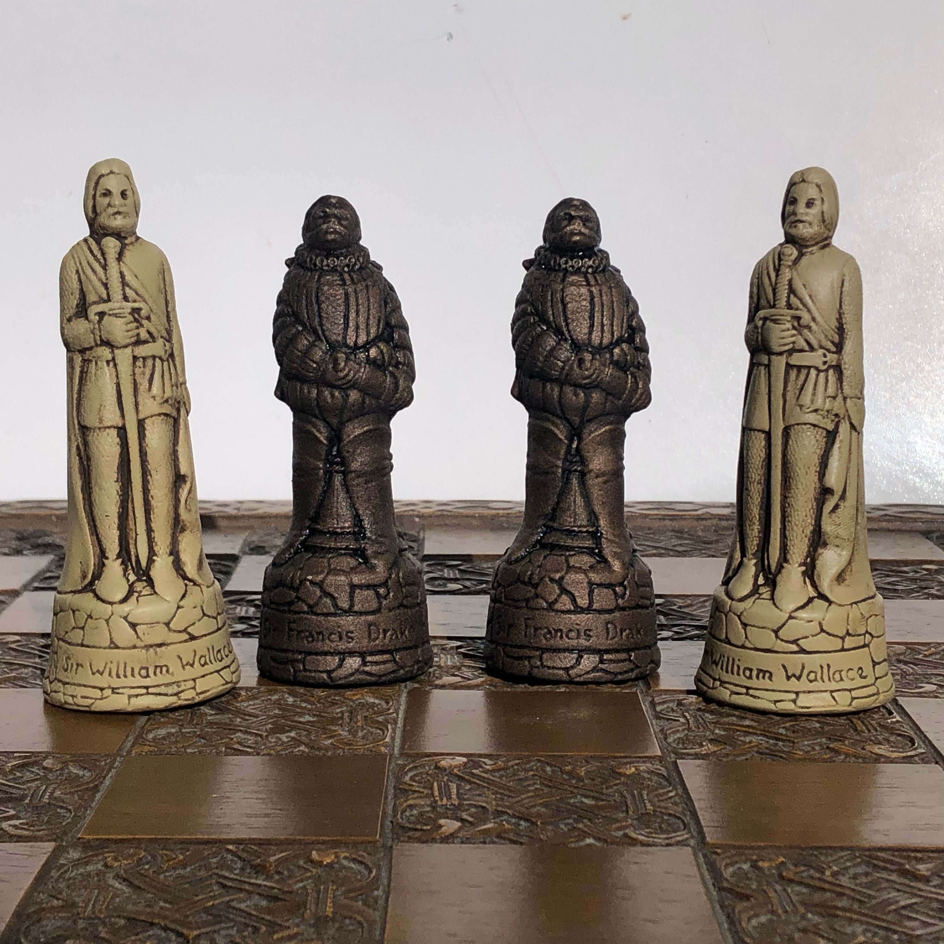 3.25 English vs Scottish Hand Painted Polystone Chess Pieces