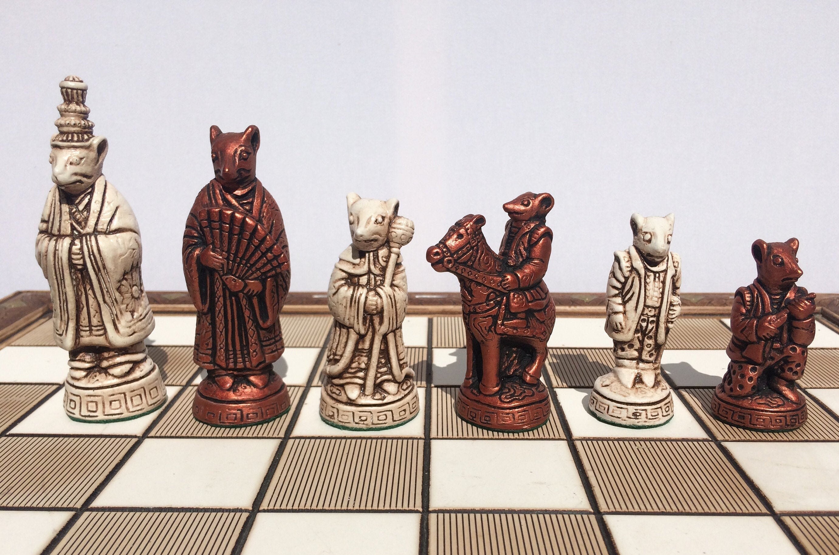 Animal Chess Set - Chinese Mice Chess Set - Antique White Animal Chess Set - Chinese Mice Chess Set - Antique White