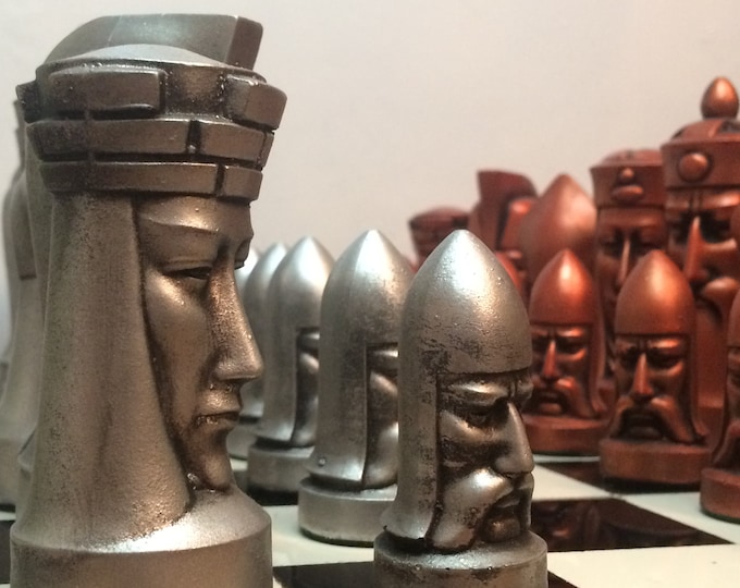 Gothic Chess Set - Chess pieces - Peter Ganine Chess set - Metallic Antique Effect - Chess Pieces Only - Made to order