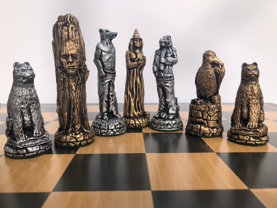 HJJ Conjunto de jogo de tabuleiro de xadrez de metal Deluxe Chess