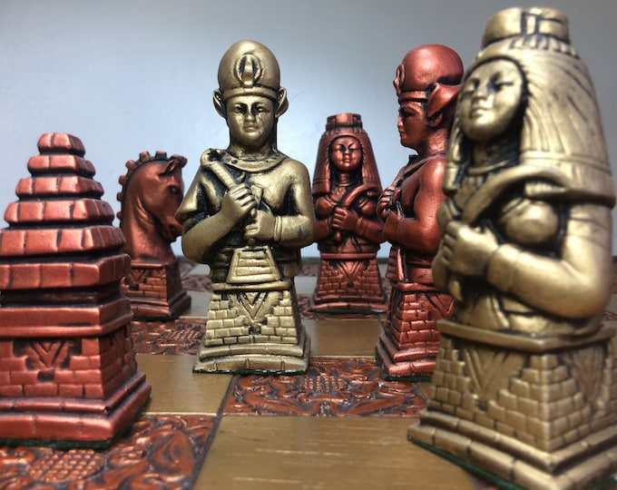 Egyptian Chess Set - Antique Copper and Gold Metallic Effect - Made to order Chess Pieces Only)