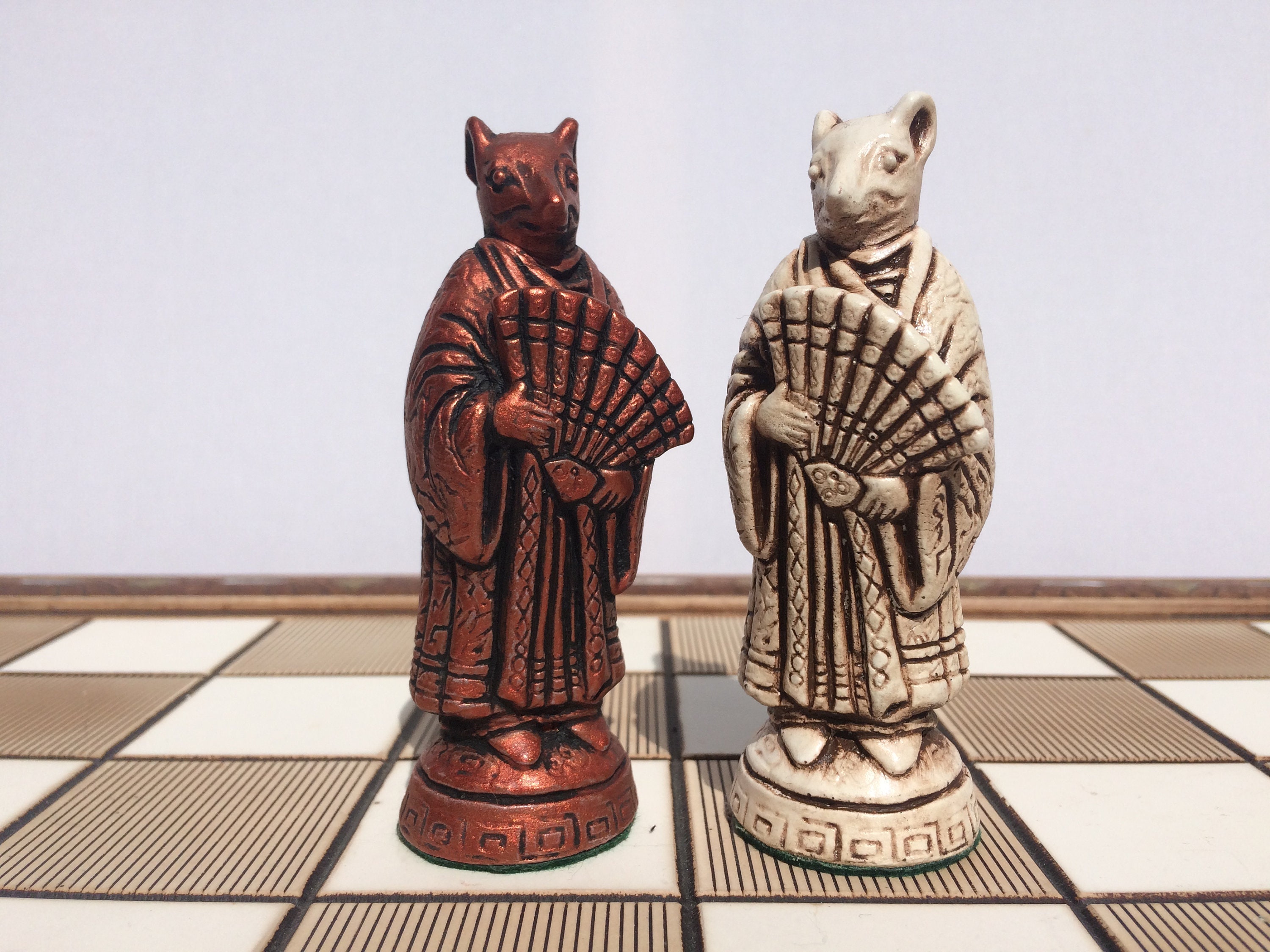 Animal Chess Set - Chinese Mice Chess Set - Antique White Animal Chess Set - Chinese Mice Chess Set - Antique White