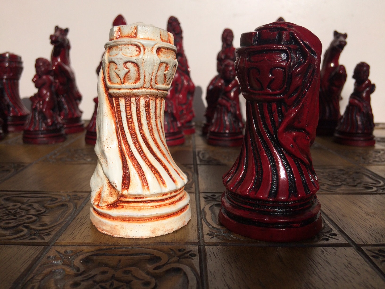 Louis XIV Crushed Stone Chess Pieces