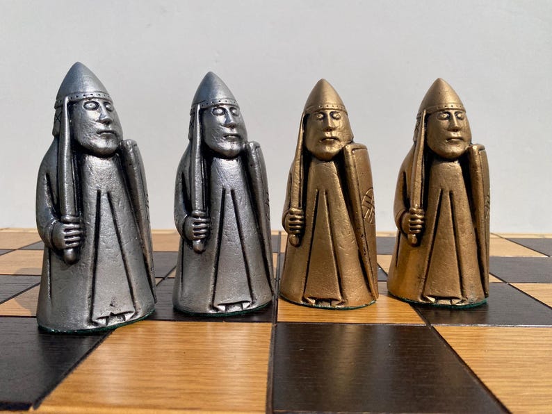 Supersized Chess Set - Isle of Lewis Chess Set - Antique Gold and ...