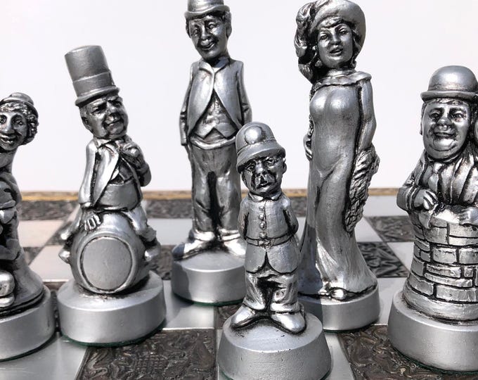 Charlie Chaplin Chess set - includes Laurel and Hardy, Marx bros, and more - Chess pieces only - Made to order