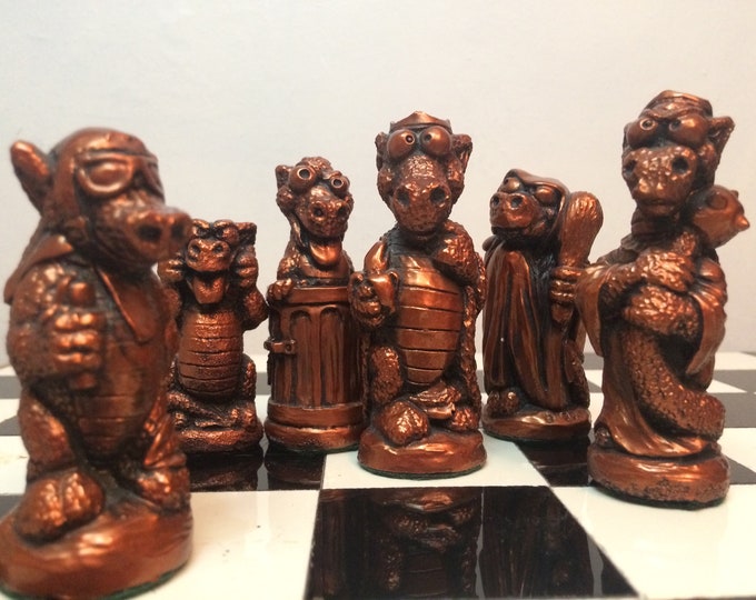 George & The Dragon Chess Set - Metallic Copper and Silver effect - Designed by John Pickering (Chess pieces only) - Made to order