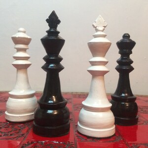 Staunton Chess Set - Soft black and metallic white. Heritage Set  - Made to order Chess pieces only)