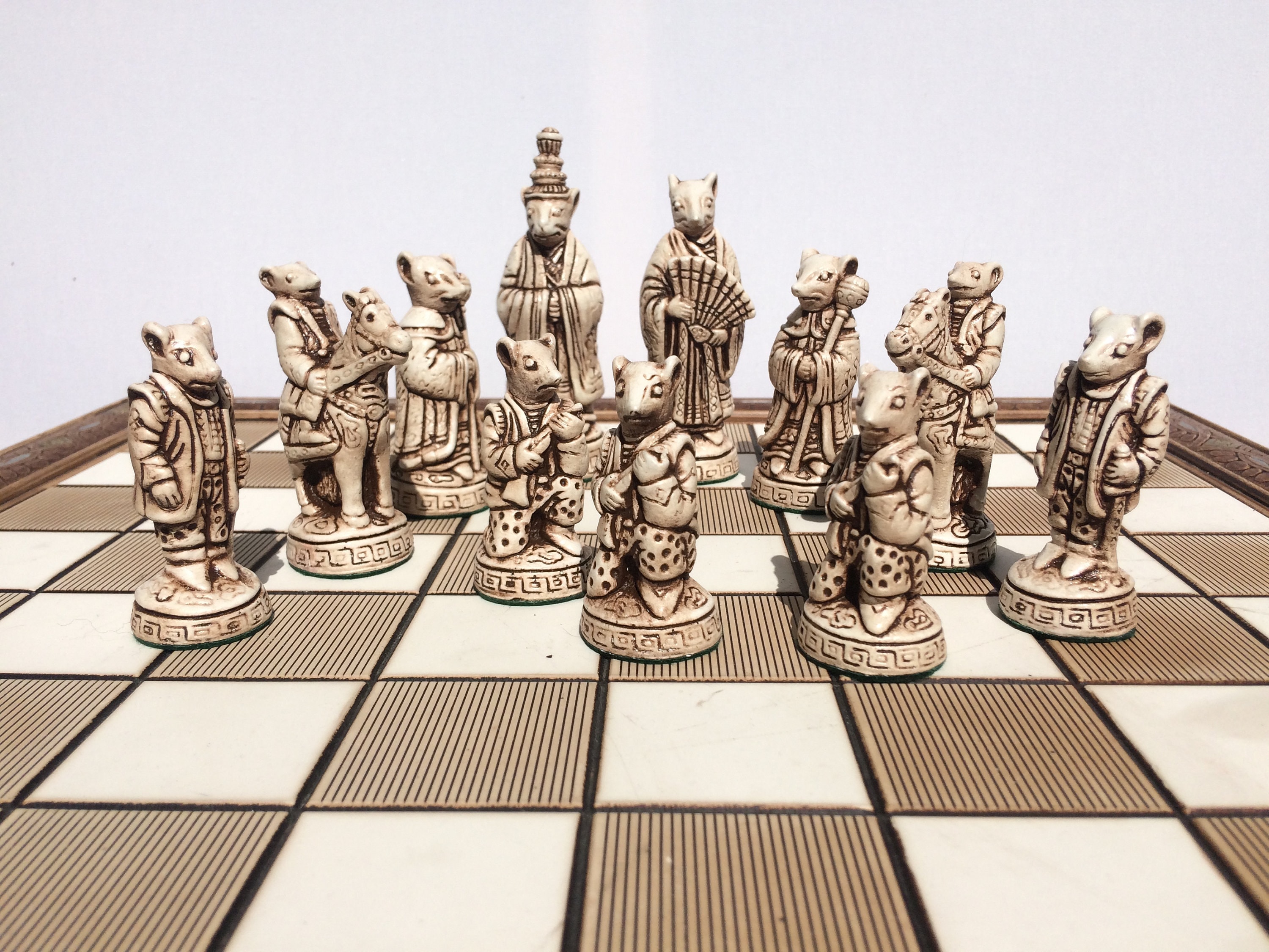 Animal Chess Set - Chinese Mice Chess Set - Antique White Animal Chess Set - Chinese Mice Chess Set - Antique White
