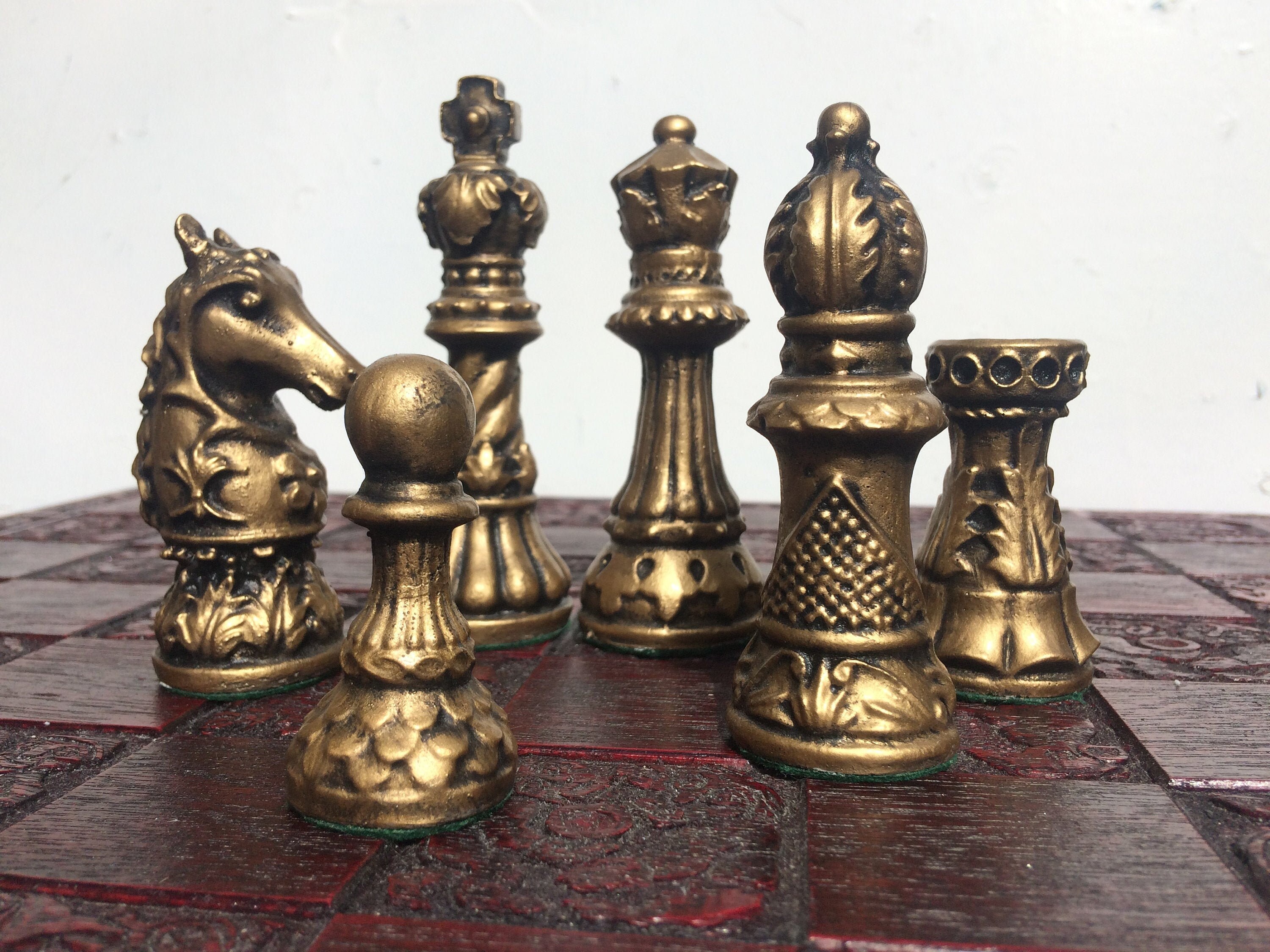 Baroque Themed Staunton Chess Set - Cold Cast Reconstructed Stone chess ...