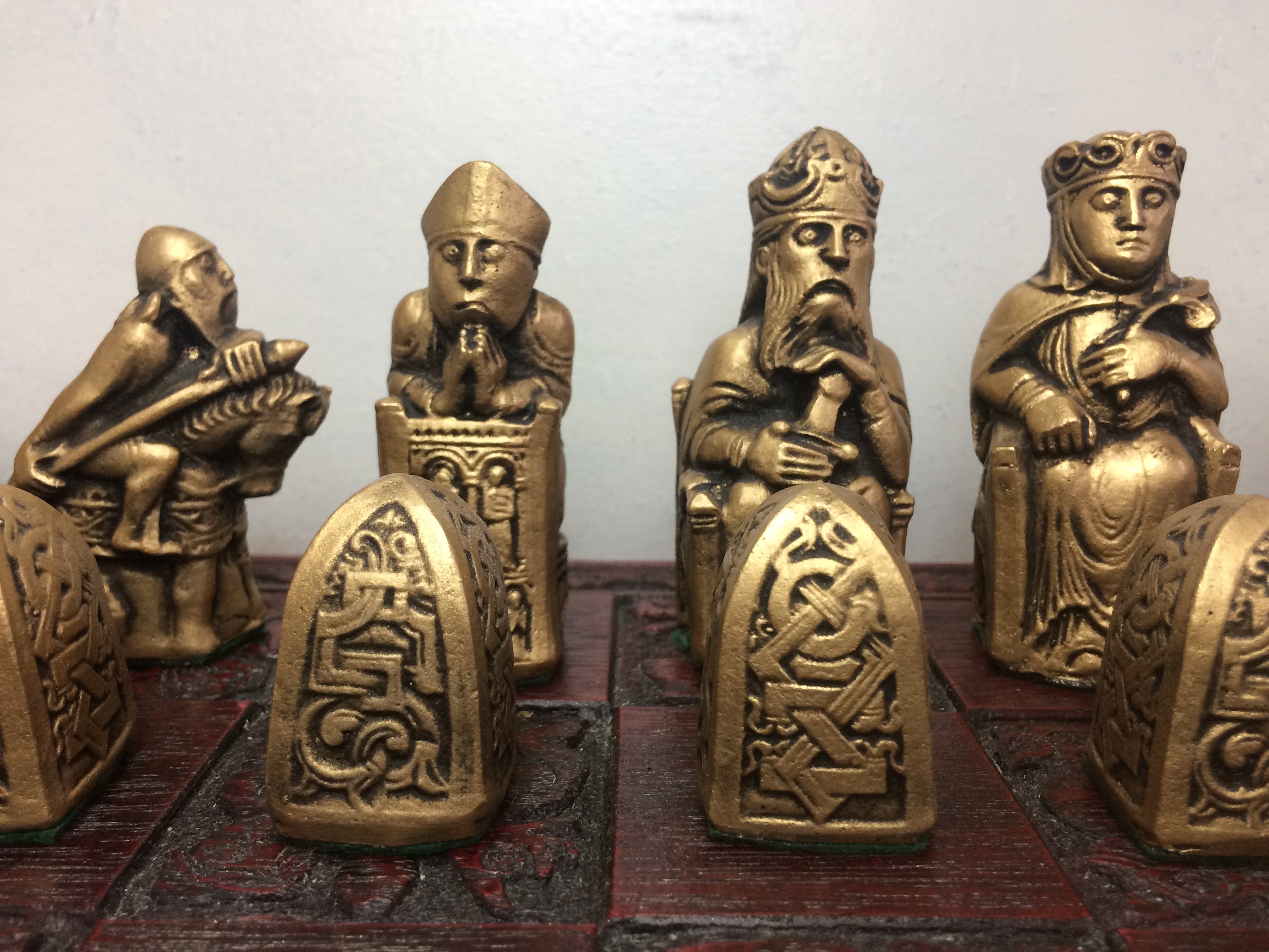 Medieval Chess Set - Large Gothic Busts Chess Set - Antique Gold and ...