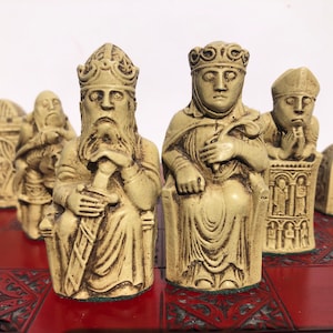 Chess Set - Gothic themed Chess pieces - Aged Bone and Silver Metallic Antique Effect (Chess pieces Only) - Made to order
