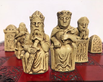 Chess Set - Gothic themed Chess pieces - Aged Bone and Silver Metallic Antique Effect (Chess pieces Only) - Made to order